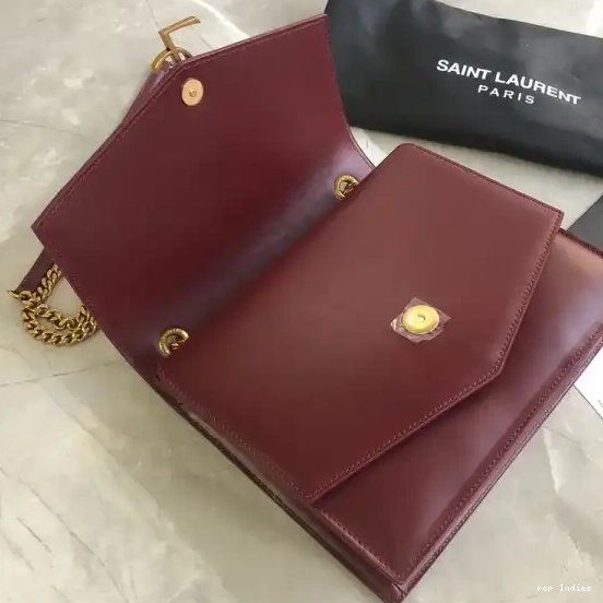 Rep ladies REP MEDIUM YSL SULPICE BAG CHAIN LEATHER BURGUNDY IN 0703